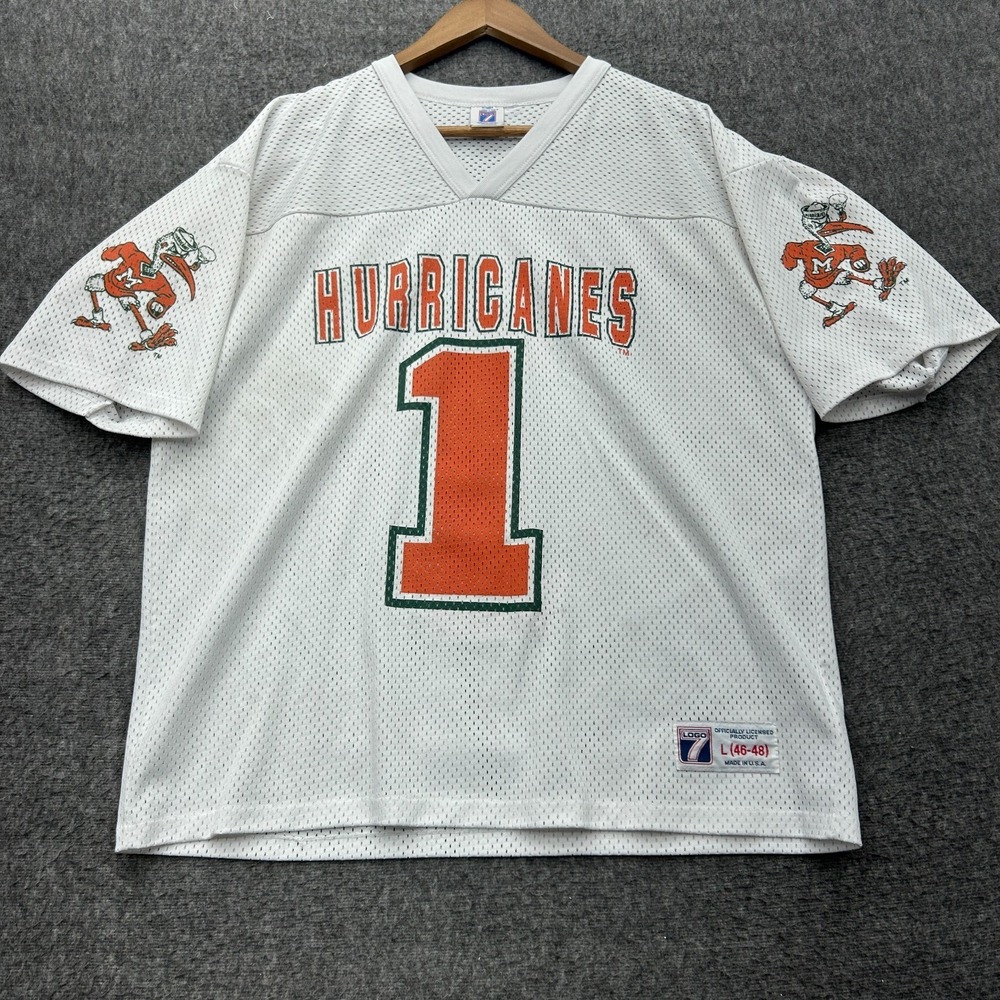 Vintage Miami Hurricanes Logo 7 Football Jersey L Mesh 1 Ibis Sebastian Pipe